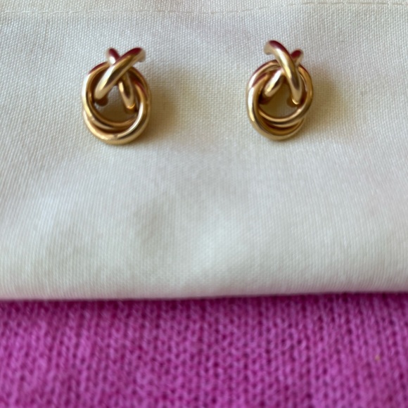 Loopy Gold Knot Earrings - Picture 3 of 16
